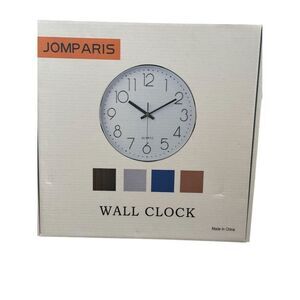 JomParis Modern 12" Silent Non-Ticking Wall Clock Silver Analog